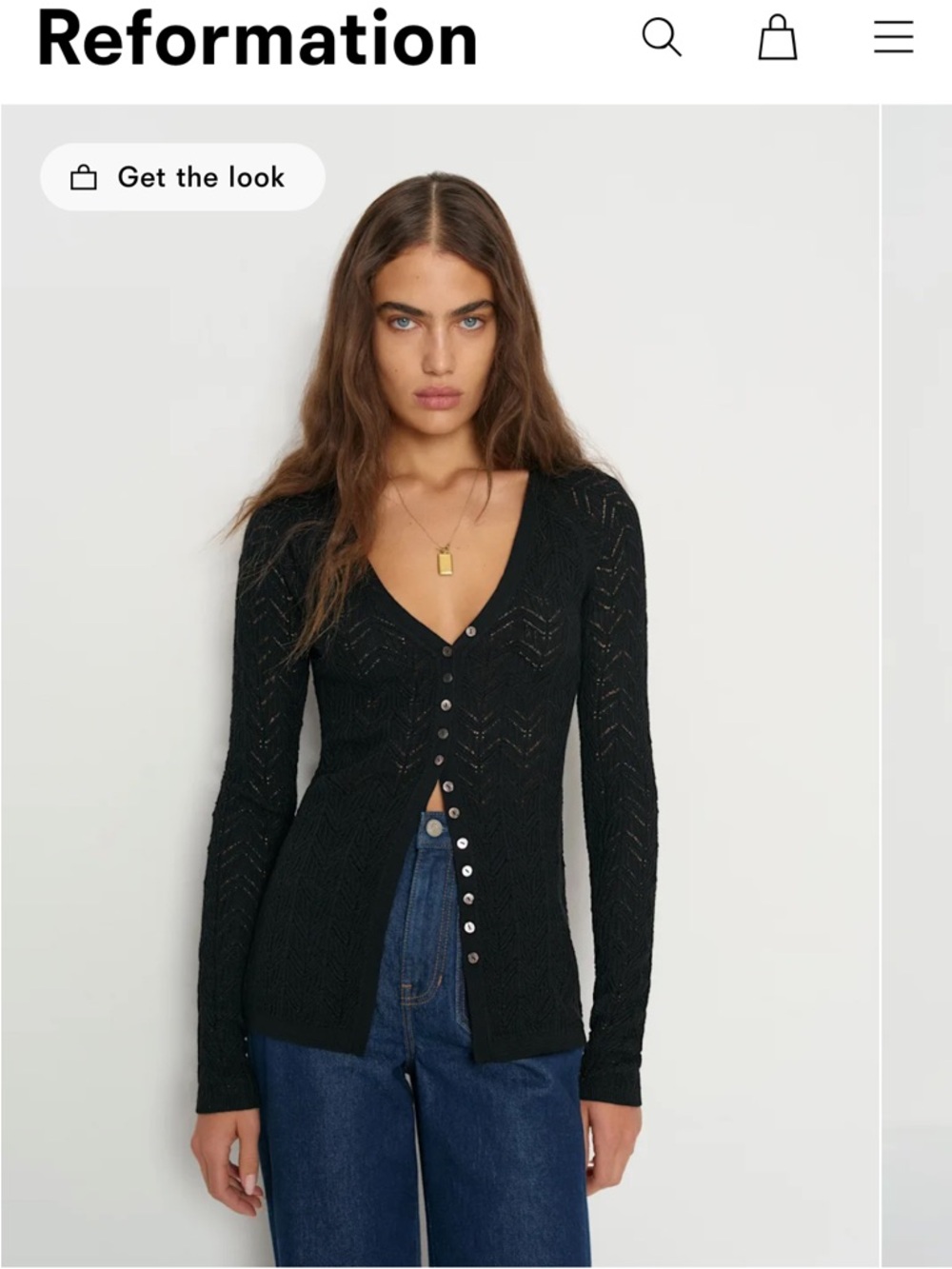 Reformation Sutton Regenerative Merino Open Knit Sweater